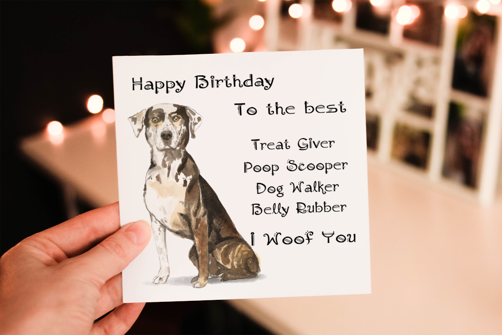 Catahoula Leopard Dog Birthday Card, Dog Birthday Card